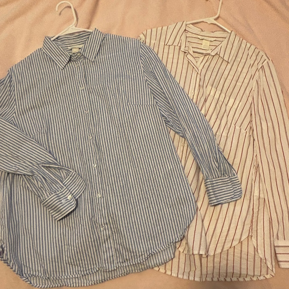 2 H&M Striped Button Down Shirts - Size 12